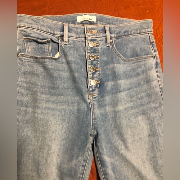 LOFT Button-Fly HIGH RISE CROP KICK Jeans EXCELLENT Sz 12 - Picture 4 of 5